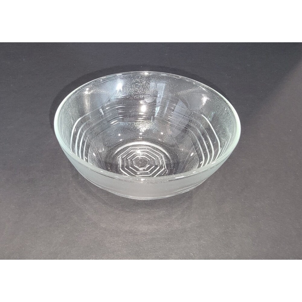 Vintage KIG of Indonesia Clear Glass Smooth & Textured Octagon Design Bowl 5"
